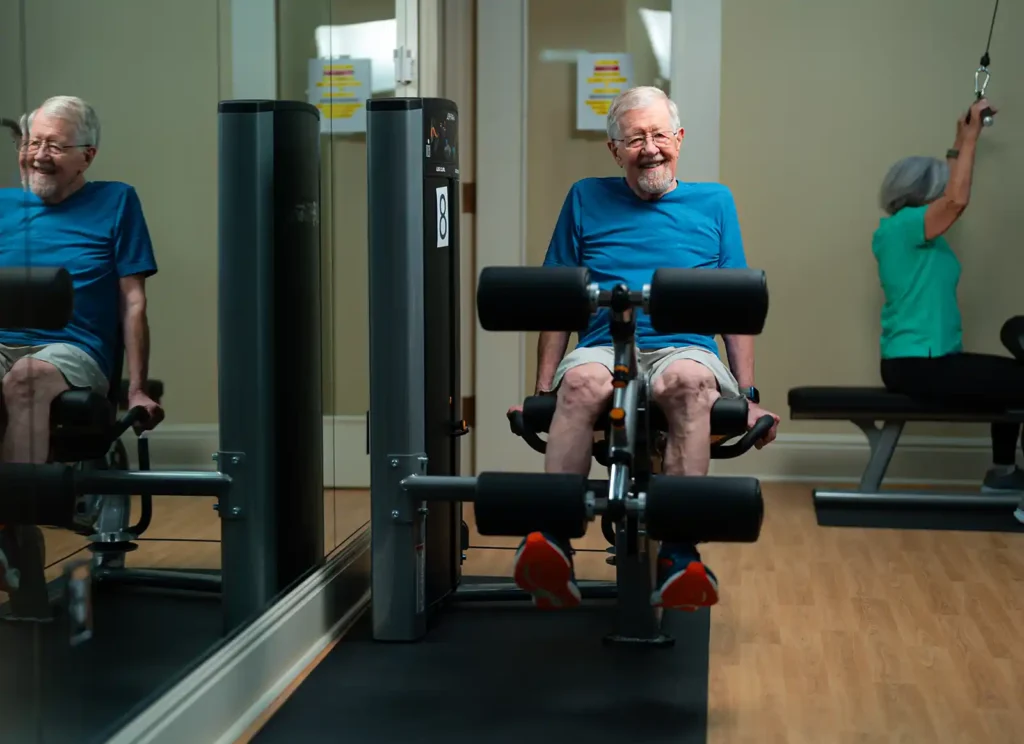 Man using exercise equipment